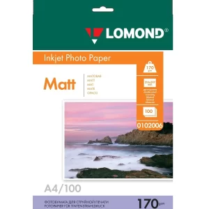 Матовая фотобумага Lomond А4 170 г/м2 100л двусторонняя