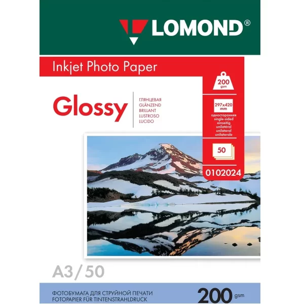 Глянцевая фотобумага Lomond А3 200 г/м2 50 листов 0102024
