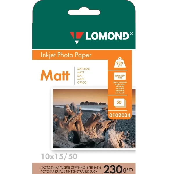 Матовая бумага Lomond 10х15 230 г/м2 50 листов