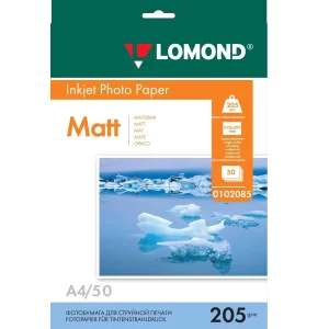 Матовая фотобумага А4 Lomond 205 г/м2 50 листов